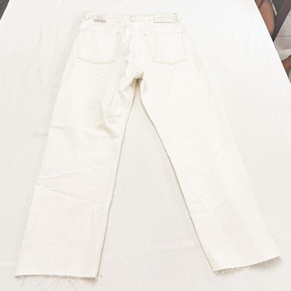 Zara Hi-Rise Cropped Straight Denim Jeans Off White Cream Size 42 US 10 - Picture 7 of 9